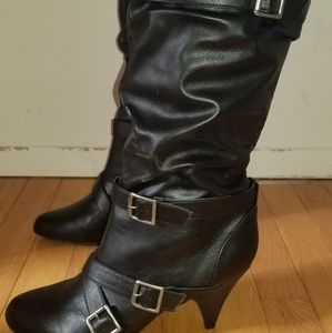 Black leather boots